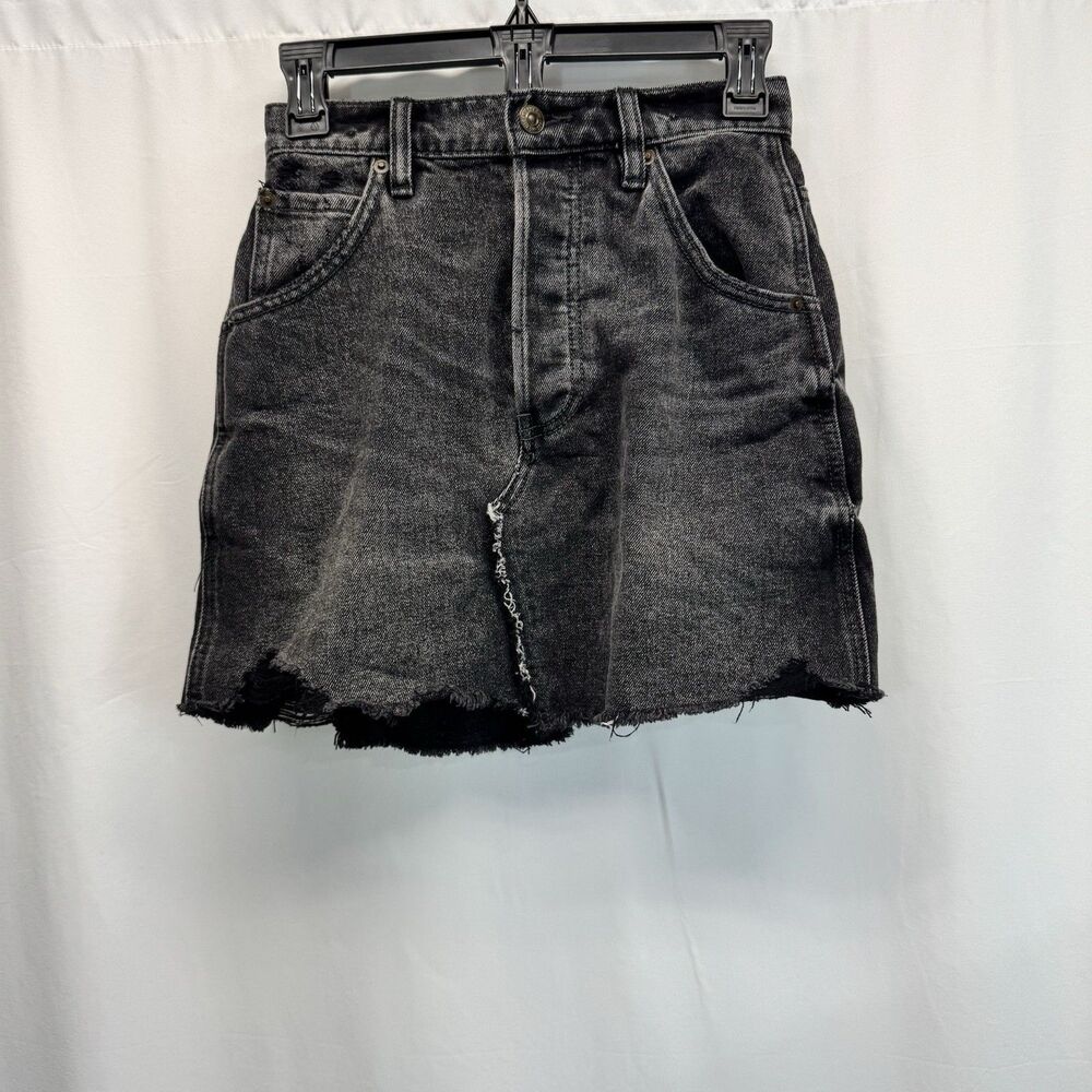 Free People We The Free Brea Denim Mini Skirt 24 XS Black Grunge Goth Edgy